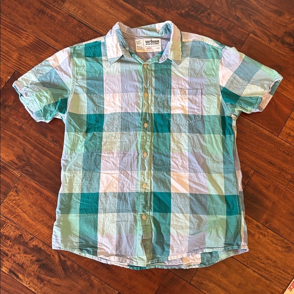 Urban Pipeline | men’s Blue and Green Plaid Shirt - Picture 3 of 9